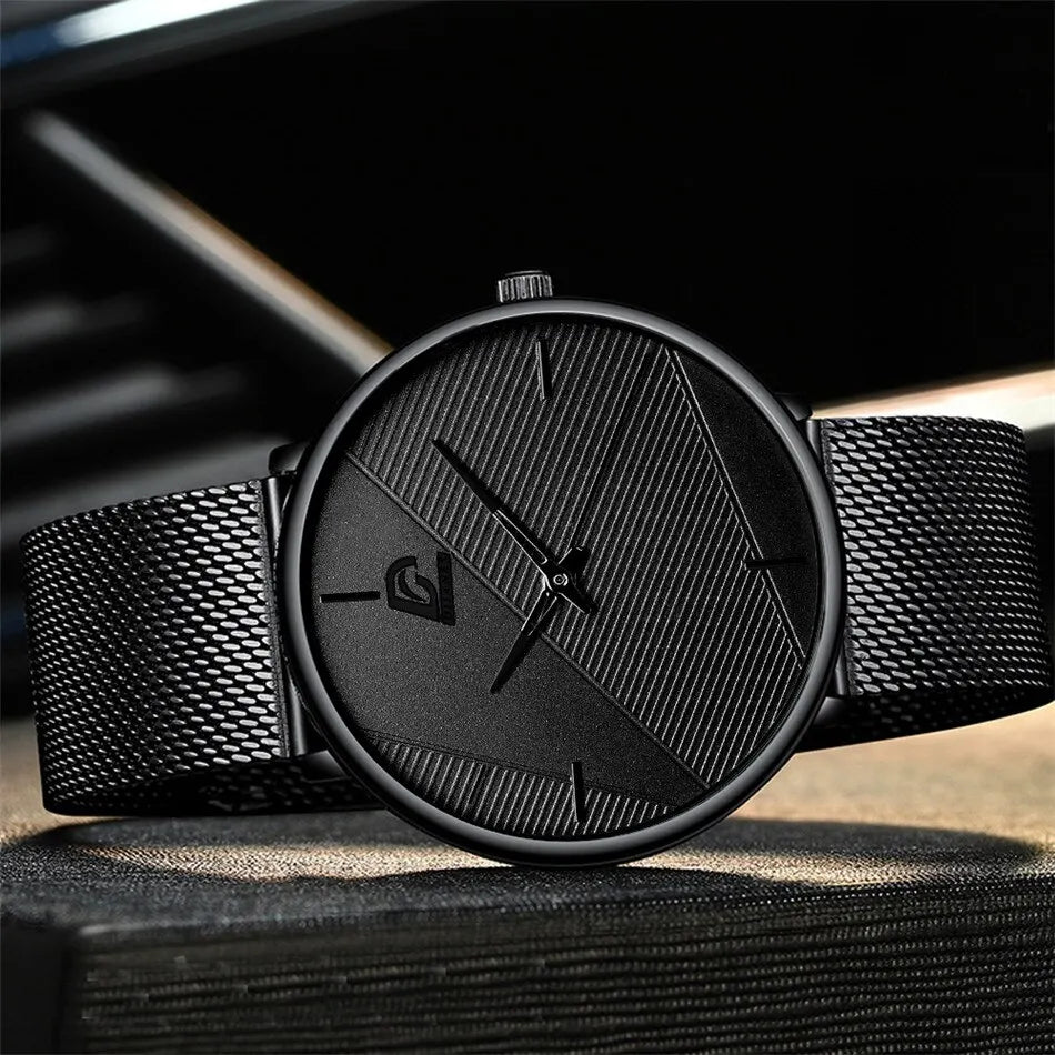 Zwarte Horloge Armband & Ketting Set